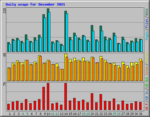 Daily usage for December 2021