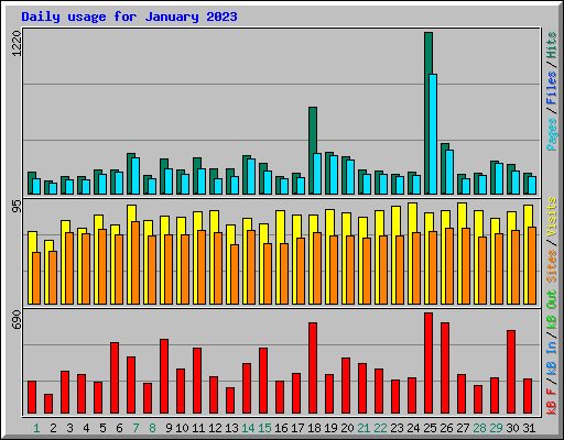 Daily usage for January 2023